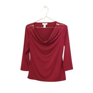 Carmen Cowl Neck Blouse - Gold Zipper Detail - Size Small